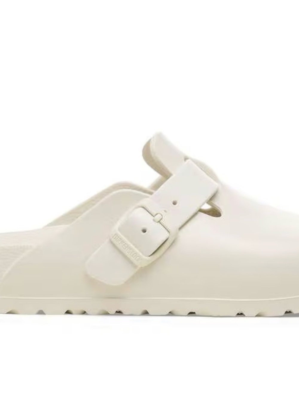 Birkenstock Women’s Cream Slide Clog with Single Buckle